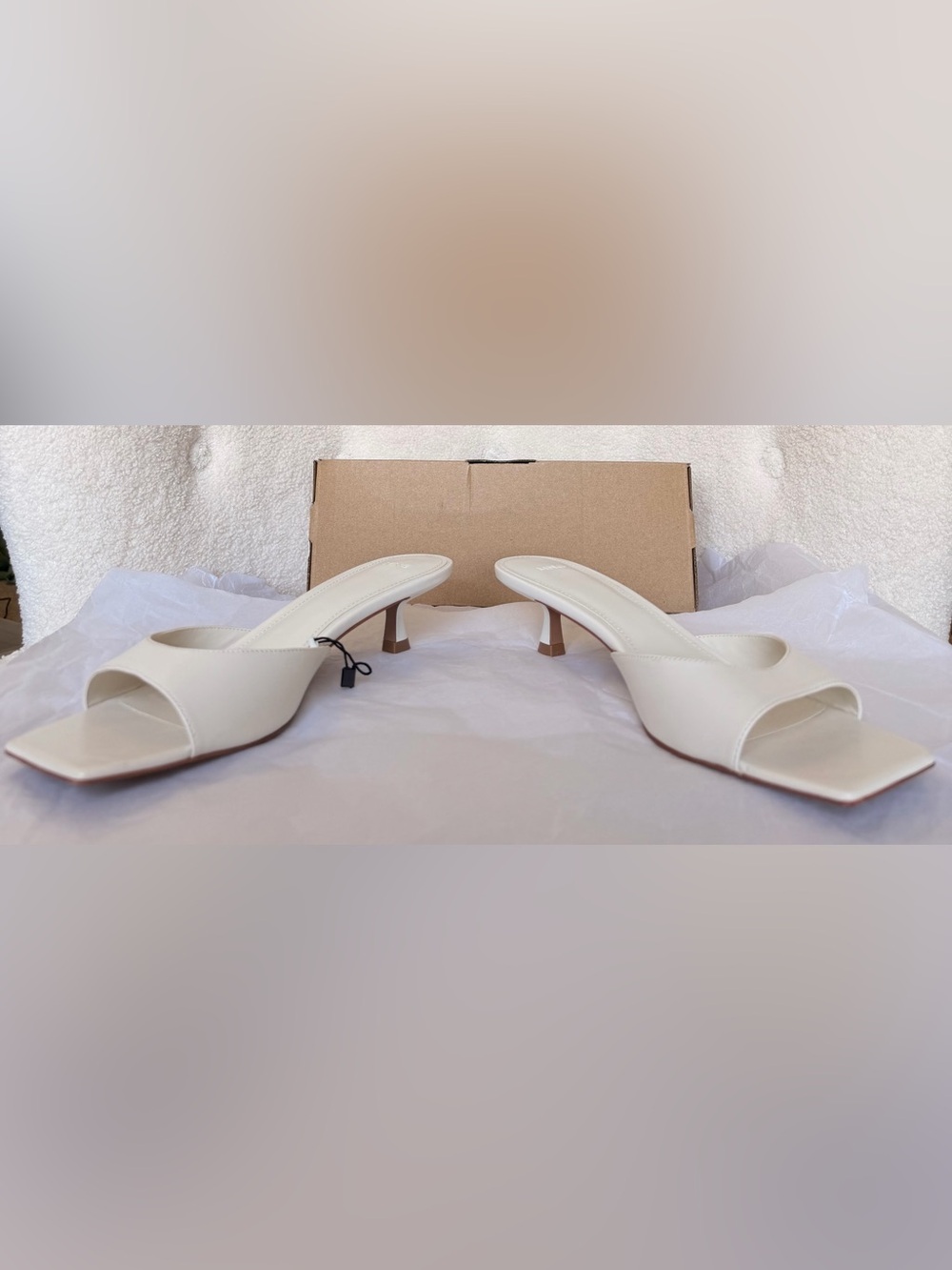 Ecru. kitten Heel non-structured sandals
